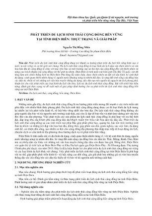 Đề tài Phát triển du lịch sinh thái cộng đồng bền vững tại tỉnh Điện Biên: Thực trạng và giải pháp - Nguyễn Thị Hồng Miên