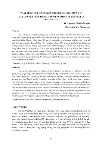 Đề tài Phát triển du lịch sự kiện trong điều kiện hội nhập - Nguyễn Thị Huyền Ngân