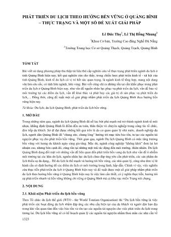 Đề tài Phát triển du lịch theo hướng bền vững ở Quảng Bình – thực trạng và một số đề xuất giải pháp