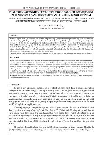 Đề tài Phát triển nguồn nhân lực du lịch trong bối cảnh hội nhập - giải pháp nâng cao năng lực cạnh tranh của điểm đến Quảng Ngãi