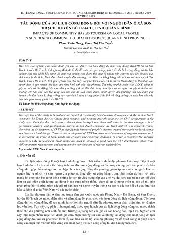Đề tài Tác động của du lịch cộng đồng đối với người dân ở xã Sơn Trạch, huyện Bố Trạch, tỉnh Quảng Bình