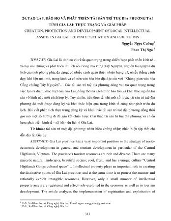 Đề tài Tạo lập, bảo hộ và phát triển tài sản trí tuệ địa phương tại tỉnh Gia Lai: Thực trạng và giải pháp
