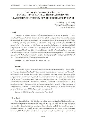 Đề tài Thực trạng năng lực lãnh đạo của ceo khách sạn 5 sao trên địa bàn Hà Nội - Hoàng Thị Thu Trang