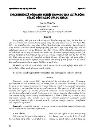 Đề tài Trách nhiệm xã hội doanh nghiệp trong du lịch và tác động của nó đến thái độ của du khách