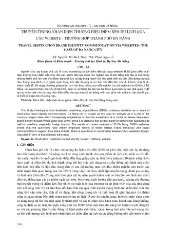 Đề tài Truyền thông nhận diện thương hiệu điểm đến du lịch qua các website - Trường hợp Thành phố Đà Nẵng