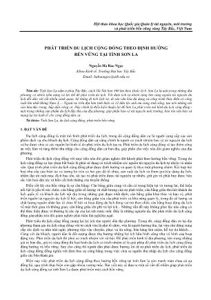 Phát triển du lịch cộng đồng theo định hướng bền vững tại tỉnh Sơn La - Nguyễn Hà Bảo Ngọc