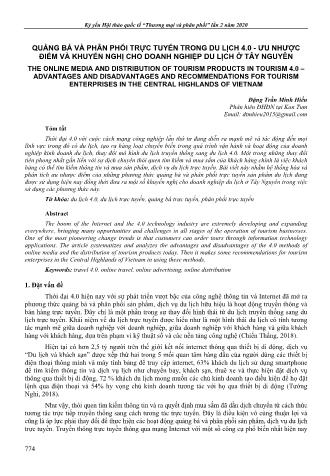 Quảng bá và phân phối trực tuyến trong du lịch 4.0 - ưu nhược điểm và khuyến nghị cho doanh nghiệp du lịch ở Tây Nguyên - Đặng Trần Minh Hiếu