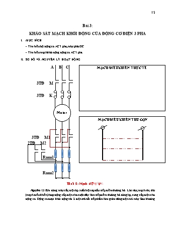 Tài liệu thí nghiệm Giải tich hệ thống điện - Bài 3: Khảo sát mạch khởi động của động cơ điện 3 pha