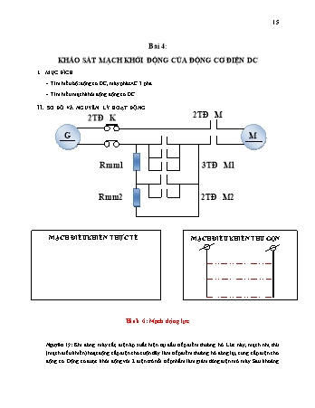 Tài liệu thí nghiệm Giải tich hệ thống điện - Bài 4: Khảo sát mạch khởi động của động cơ điện dc