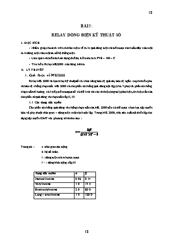 Tài liệu thí nghiệm Giải tich hệ thống điện - Bài 5: Relay dòng điện kỹ thuật số