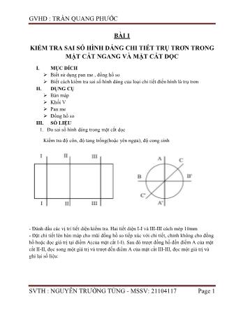 Thí nghiệm Dung sai kĩ thuật đo - Nguyễn Trường Tùng