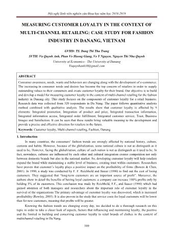 Topic Measuring customer loyalty in the context of multi-channel retailing: Case study for fashion industry in danang, vietnam